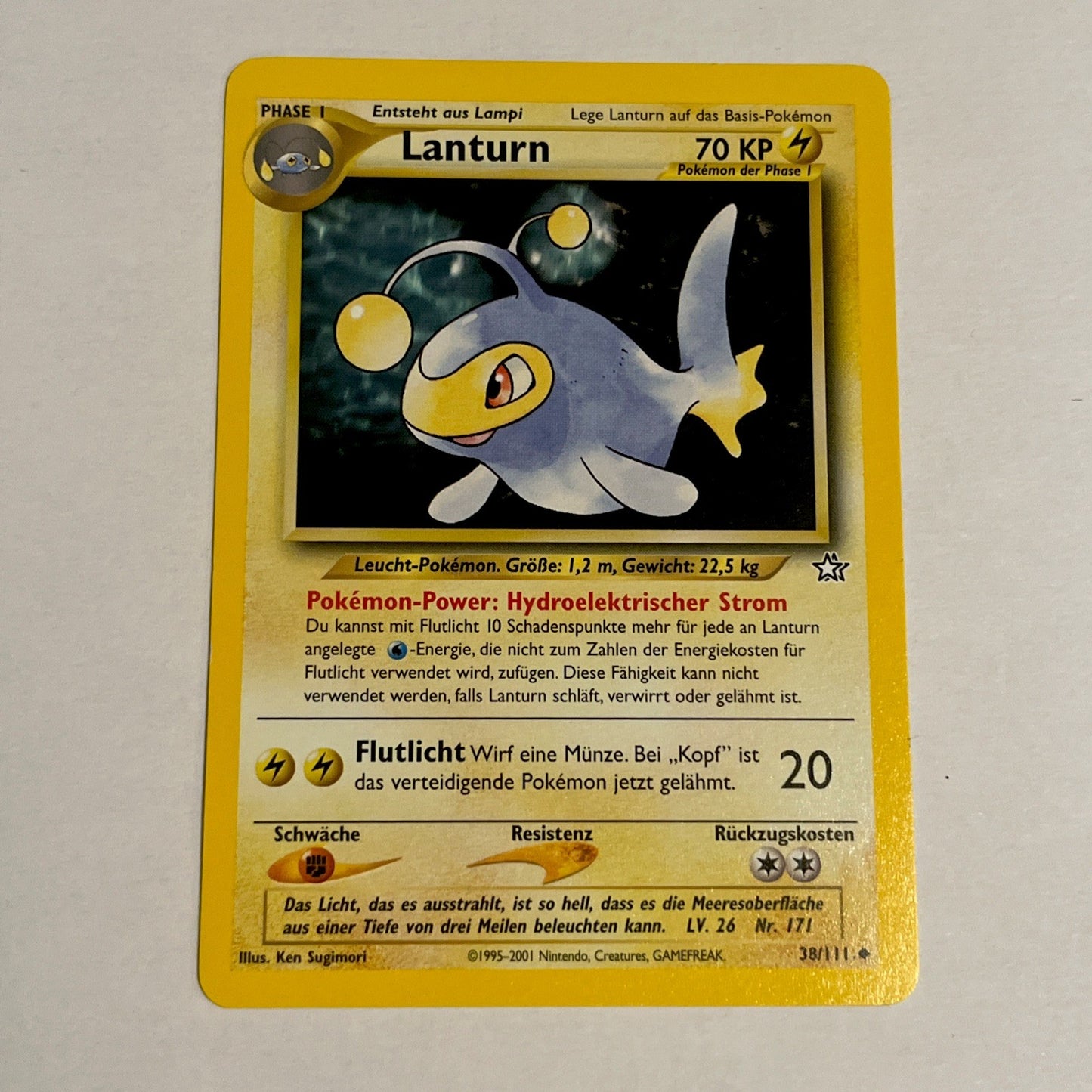 Near Mint Lanturn 38/111 Neo Genesis Deutsch Original  Pokémon Karte0